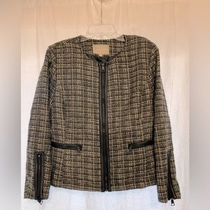 Banana Republic jacket with leather accents around zipper on sleeves/pockets